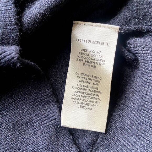 BURBERRY BRIT BLACK CHECKERED V NECK CASHMERE SWEATER SZ SMALL - Picture 3 of 8